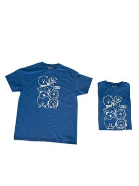 BT21 Kids Graphic T Shirt Lot 2 Blue Short Sleeve BTS new size Small